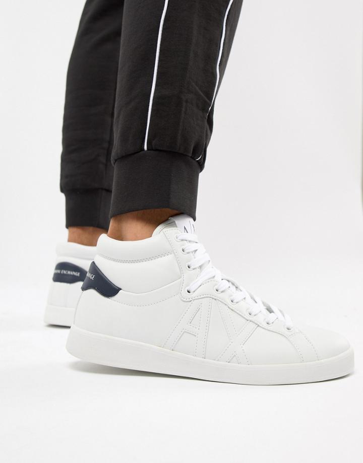 Armani Exchange High Top Sneaker In White - White
