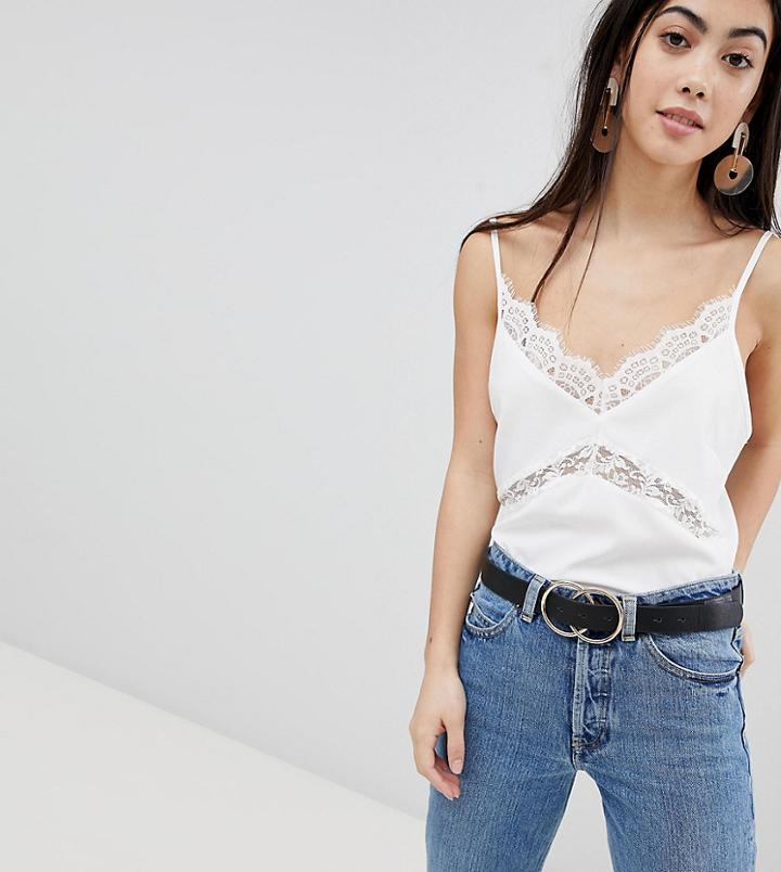 Missguided Petite Lace Insert Cami Top - White