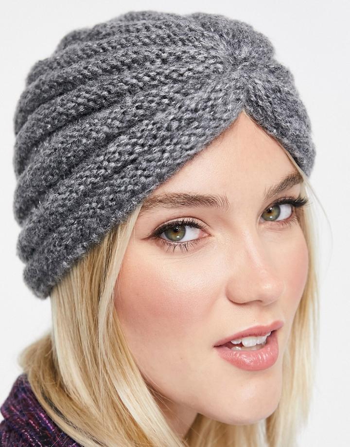 Glamorous Ribbed Wrap Hat In Gray