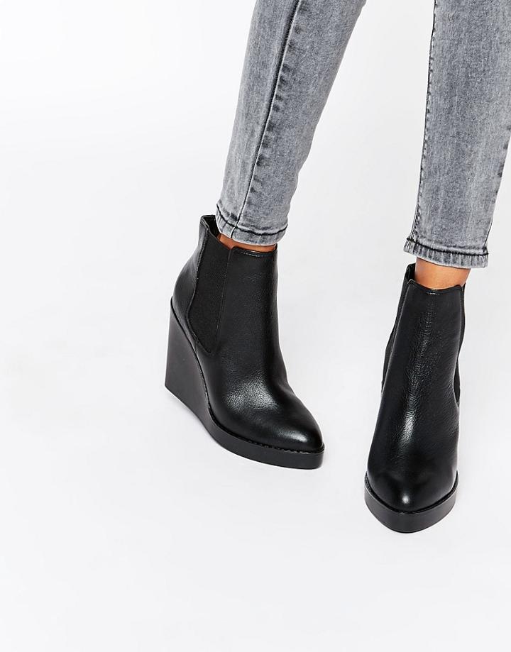 Aldo Wedge Heel Chelsea Boots - Black