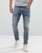 Asos Design Skinny Jeans In Dusky Blue Wash - Blue