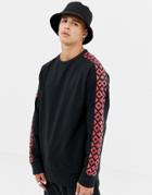 Another Influence Crew Neck Geo Arm Print Sweat-black