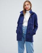 Jdy Mindy Hooded Parka Jacket - Navy