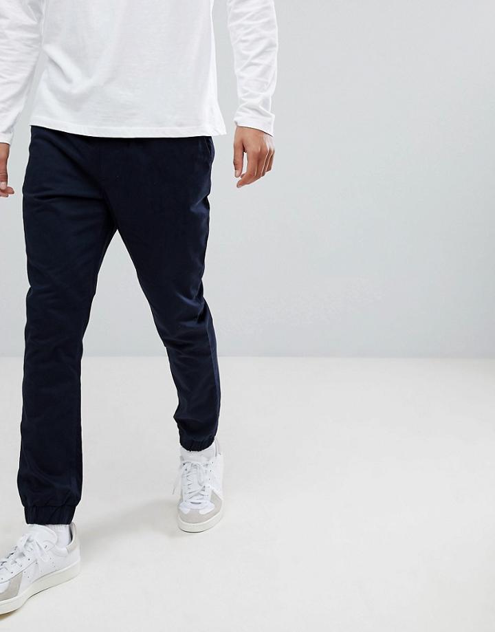 Asos Tapered Woven Joggers In Navy - Navy