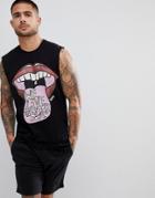 Religion Sleeveless T-shirt In Black With Print - Black