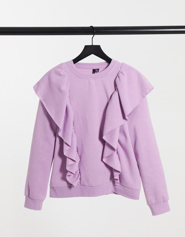 Vero Moda Sweatshirt With Ruffles In Lilac-purple