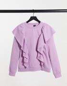 Vero Moda Sweatshirt With Ruffles In Lilac-purple