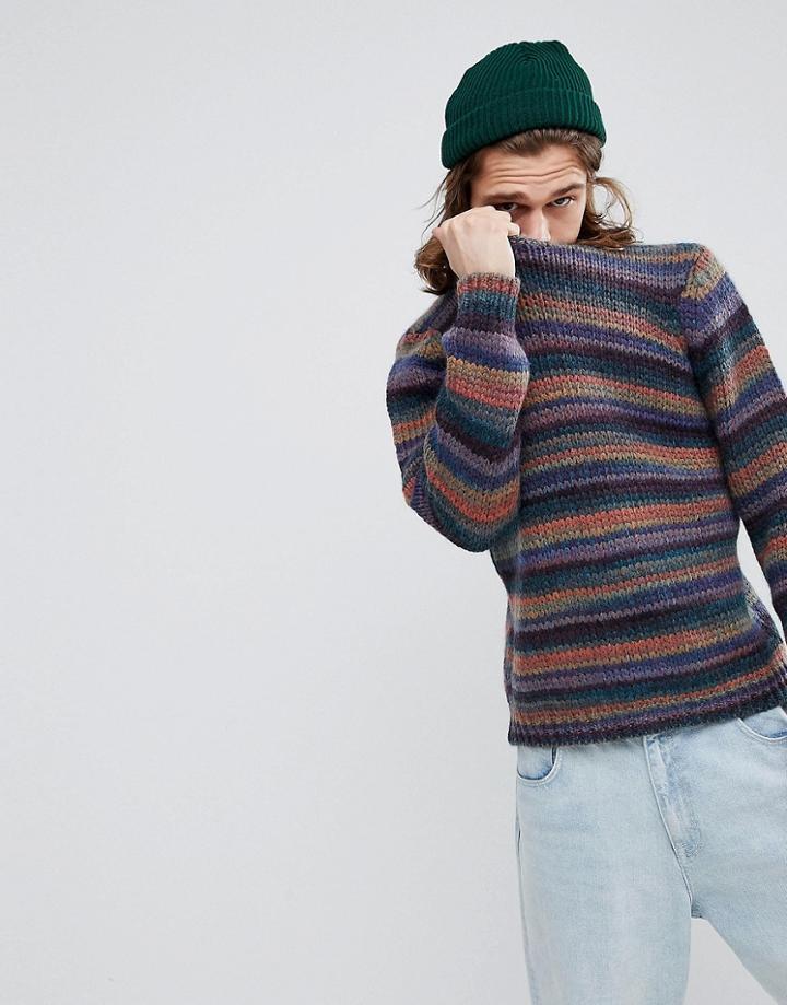 Asos Knitted Midweight Sweater With Stripe Design - Multi