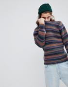Asos Knitted Midweight Sweater With Stripe Design - Multi