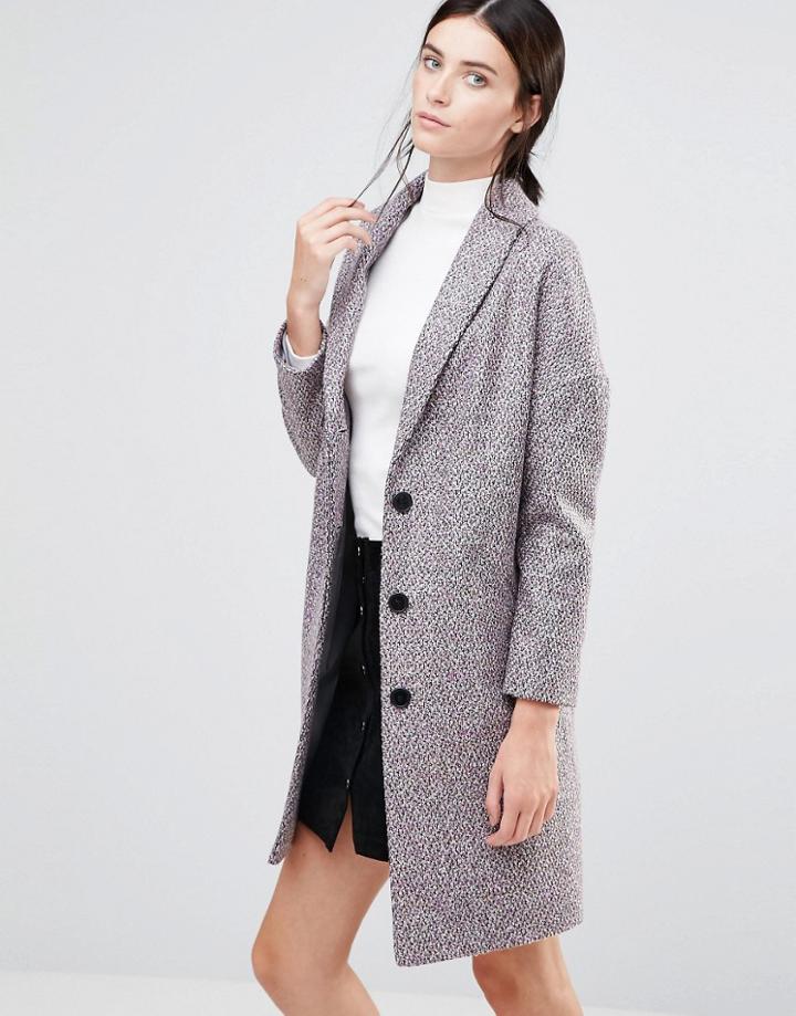 Helene Berman Ovoid Ema Coat In Confetti Tweed - Multi