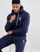Gym King Muscle Hoodie In Navy With Logo - Navy
