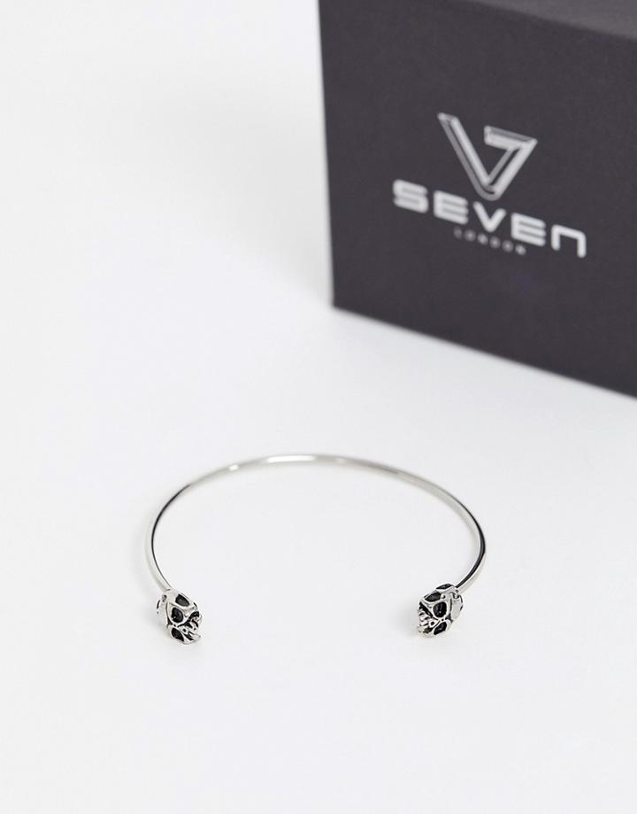 Seven London Silver Cuff With Skulls - Silver