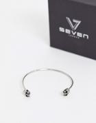Seven London Silver Cuff With Skulls - Silver