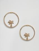Asos Palm Tree Hoop Earrings - Gold