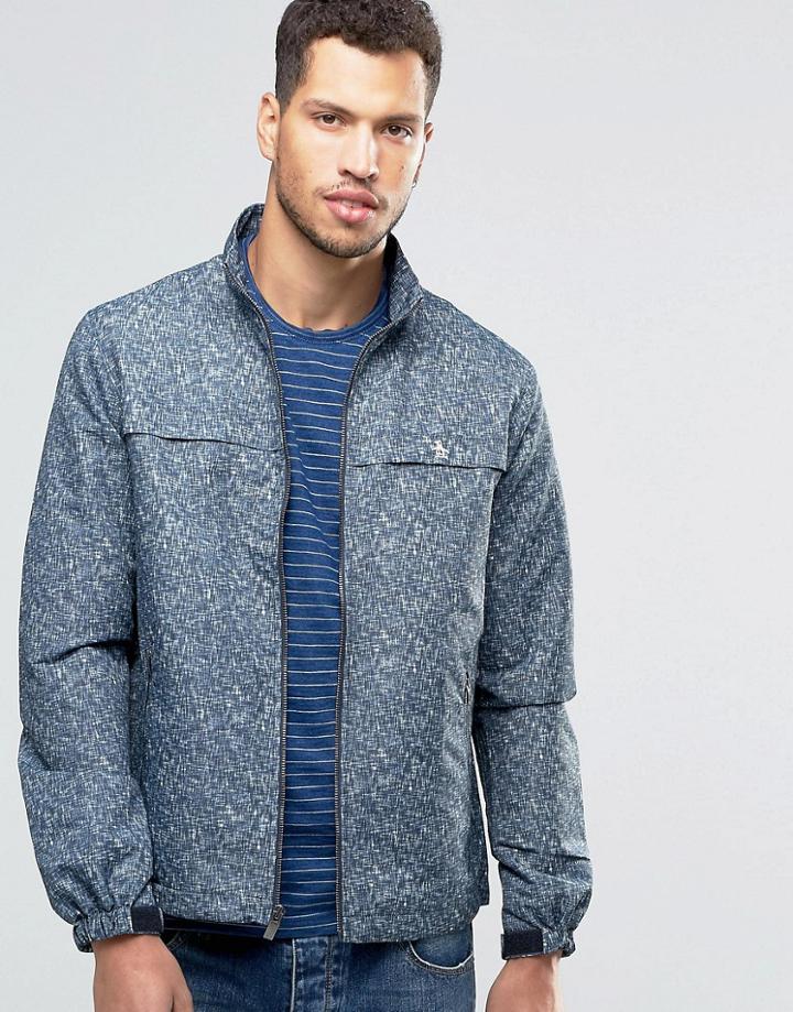 Original Penguin Indigo Linen Printed Ratner Jacket - Blue