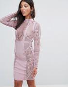 Amy Lynn Occasion Long Sleeve Paneled Bandage Dress - Pink