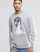 Asos Oversized Sweatshirt With David Bowie Print - Gray Marl