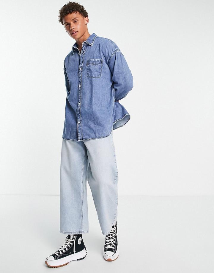 Levi's Slouchy One Pocket Denim Shirt In Blue Wash