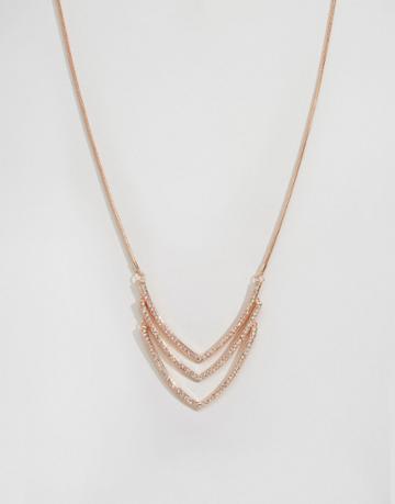 Lipsy 3 Row V Collar Necklace - Gold