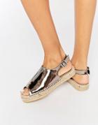 Asos Jury Zip Slingback Espadrilles - Silver