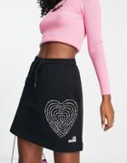 Love Moschino Poetry Heart Logo Jersey Skirt In Black