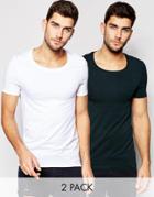 Asos Extreme Muscle T-shirt With Scoop Neck In White And Dark Green Save 17%
