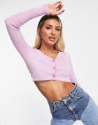 Love & Other Things Cropped Cardigan In Lilac-purple