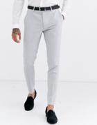 Asos Design Wedding Super Skinny Suit Pants In Ice Gray Micro Texture