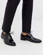 Moss London Patent Derby Shoes In Black