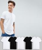 Asos Design Organic T-shirt With Crew Neck 5 Pack Save - Multi
