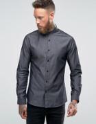 Heart And Dagger Grandad Shirt In Denim - Black