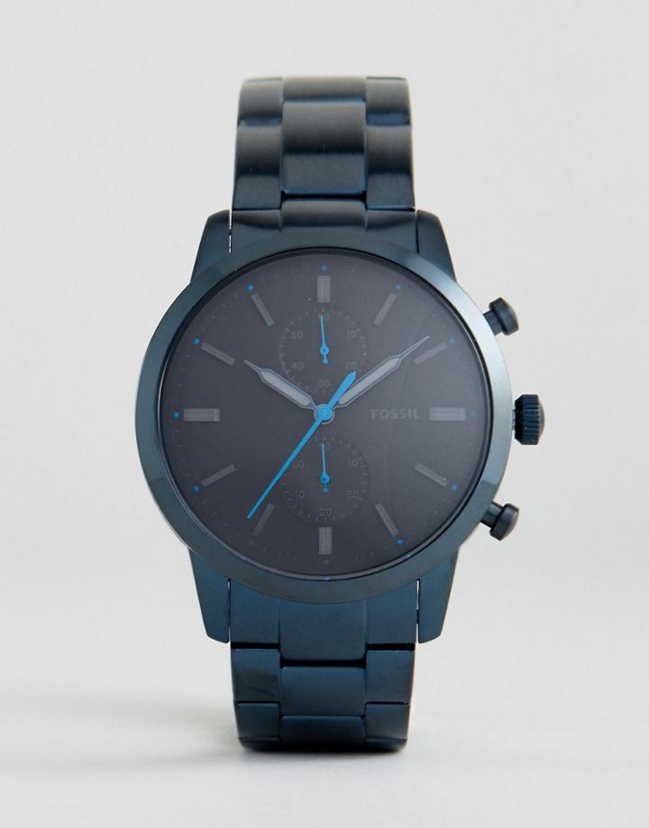 Fossil Fs5345 Townsman Chronograph Bracelet Watch In Blue - Blue