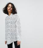 Reclaimed Vintage Inspired Ruffle Sleeve Shirt In Star Print - Cream