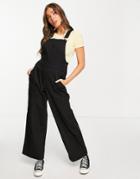 Asos Design Ultimate Twill Wide Leg Overalls In Black