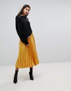 Mango Pleated Midi Skirt - Yellow