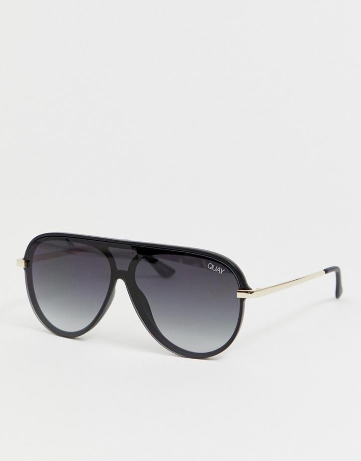 Quay Australia X J Lo Empire Aviator Sunglasses In Black - Black