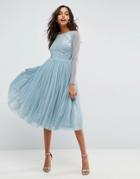 Asos Oversized Embellished Bow Front Midi Dress - Black