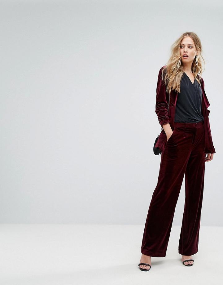 Vero Moda Velvet Tailored Pants - Purple