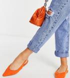 Asos Design Wide Fit Lacy Slingback Ballet Flats In Orange-neutral