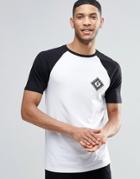 Asos Muscle Raglan T-shirt With Monochrome Chest Print And Back Print - White