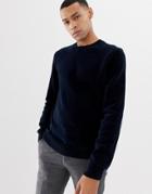 Boss Akynill Crew Neck Chenille Sweater In Navy - Navy