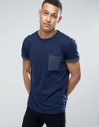 New Look T-shirt With Geo Print Pocket And Sleeves In Navy - Navy