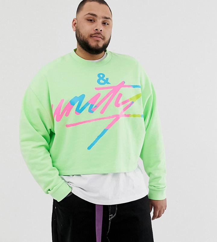 Asos Design X Glaad & Plus Cropped Sweatshirt With Tour Print-yellow