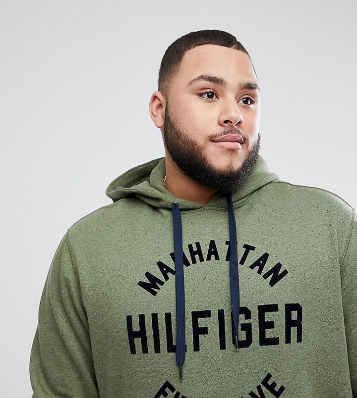 Tommy Hilfiger Plus Barney Manhattan Logo Hooded Sweatshirt In Green - Green