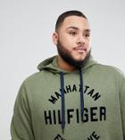 Tommy Hilfiger Plus Barney Manhattan Logo Hooded Sweatshirt In Green - Green