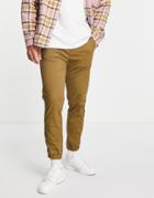 Only & Sons Cuffed Slim Fit Chinos In Tan-brown