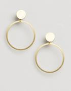 Wolf And Moon Dot Hoop Stud Earrings - Gold