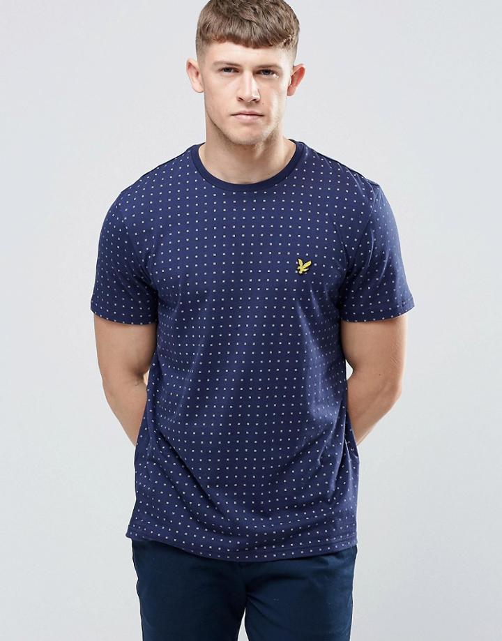 Lyle & Scott T-shirt With Square Dot Print In Navy - Navy