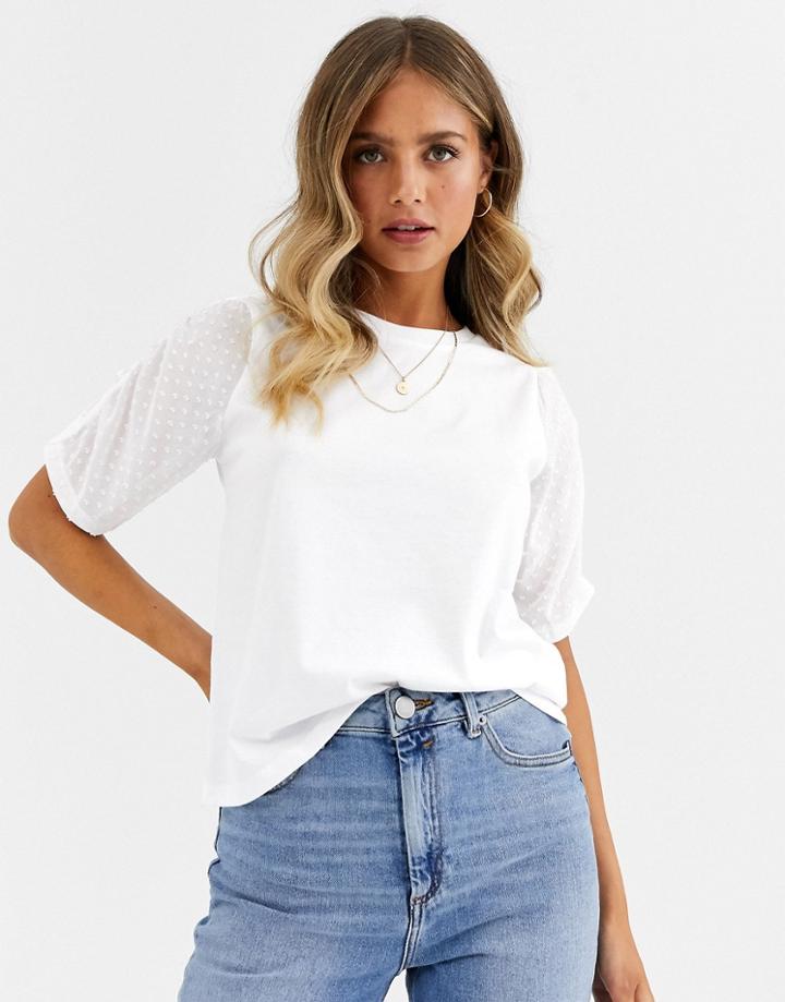 Asos Design T-shirt With Dobby Ruched Sleeve