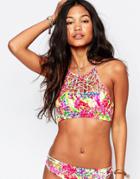 Hobie Fly Free Macrame High Neck Bikini Top - Multi